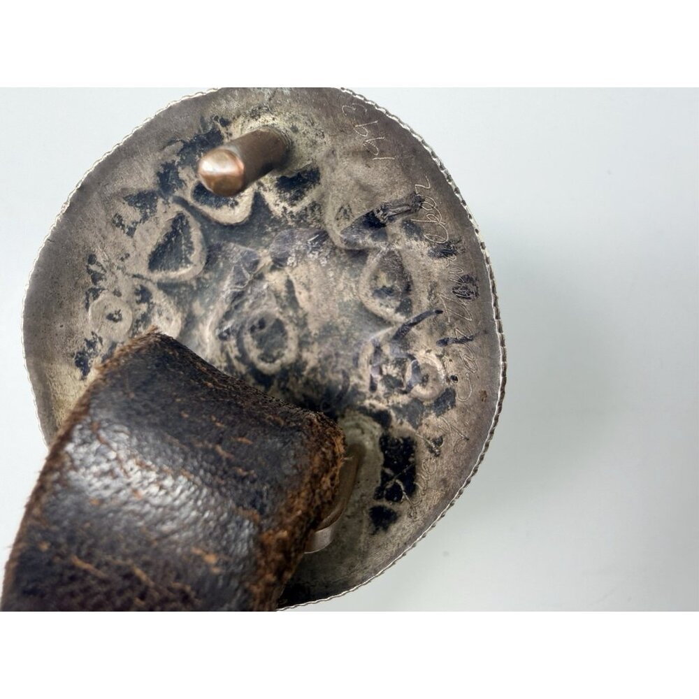 Vintage Native American Sterling Concho Belt Signed Hand Stamped Leather Long - Picture 5 of 16